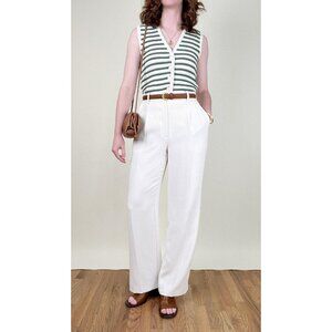 Vintage Italian Knit Sweater Vest Striped Nautical Euro Girl Top Old Money Shirt